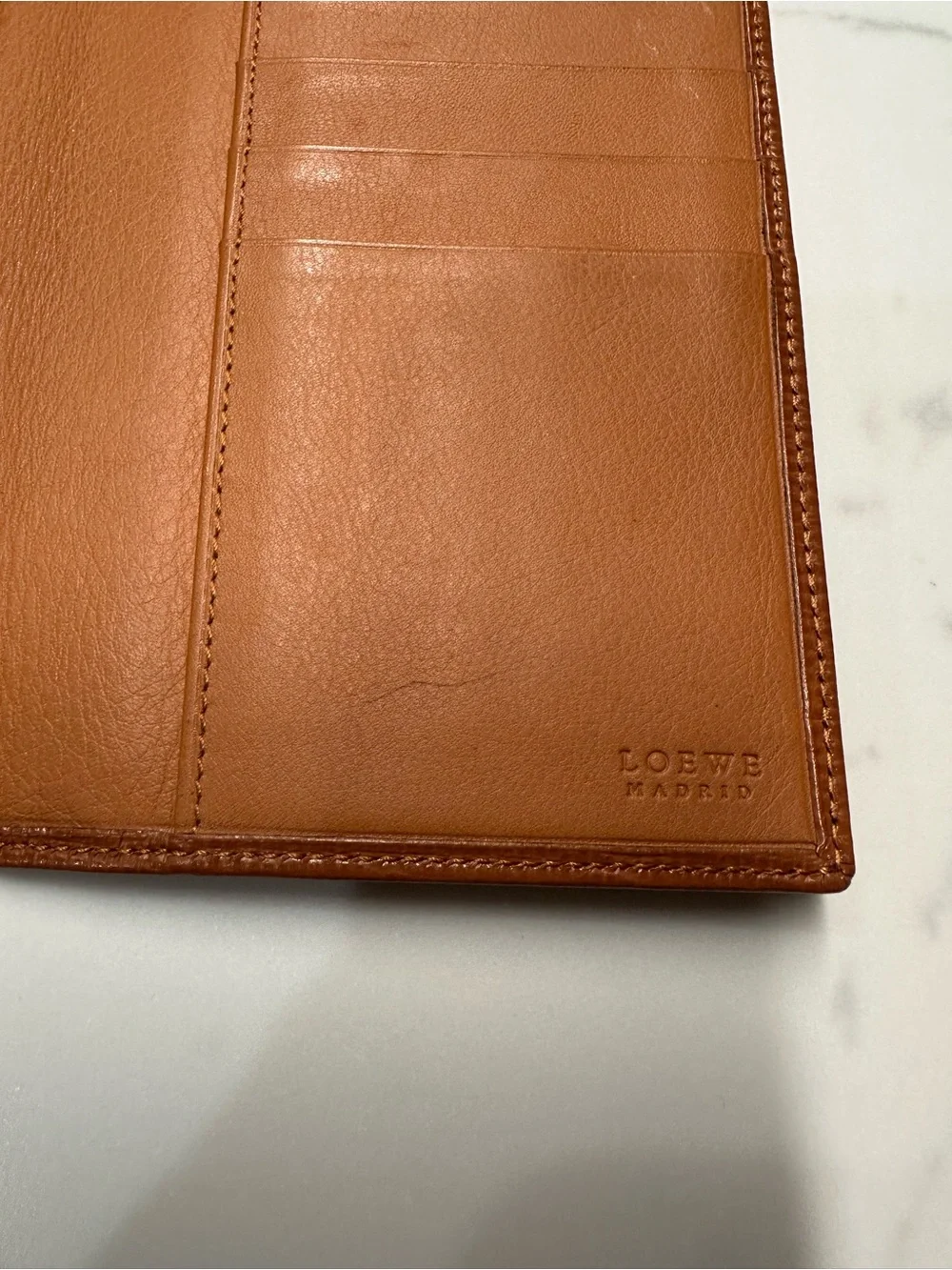 Loewe Madrid Classic Brown Textured Wallet Refined Organizer + Dust Bag + COA